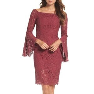 Bardot Dusty Rose Lace Long Sleeve Sheath Dress